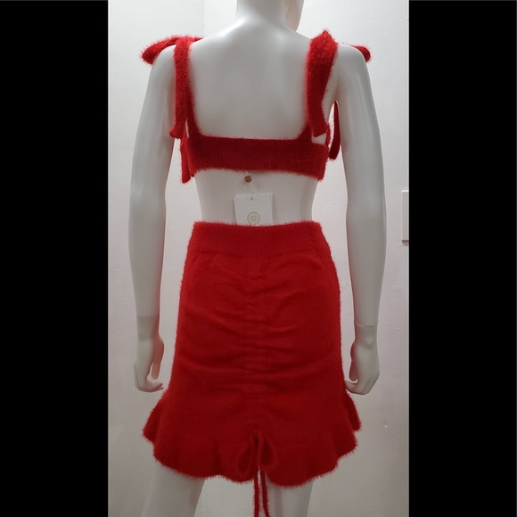 Alamour LOUISA SET REDFuzzy Knit Sweater Skirt Set - Picture 2 of 5